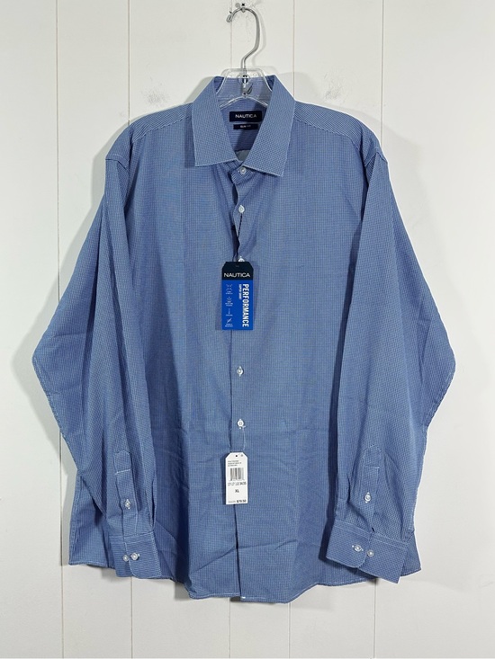 Nautica Other - NWT Nautica Sz XL Performance Super Shirt Micro Blue Check Button Down Mens